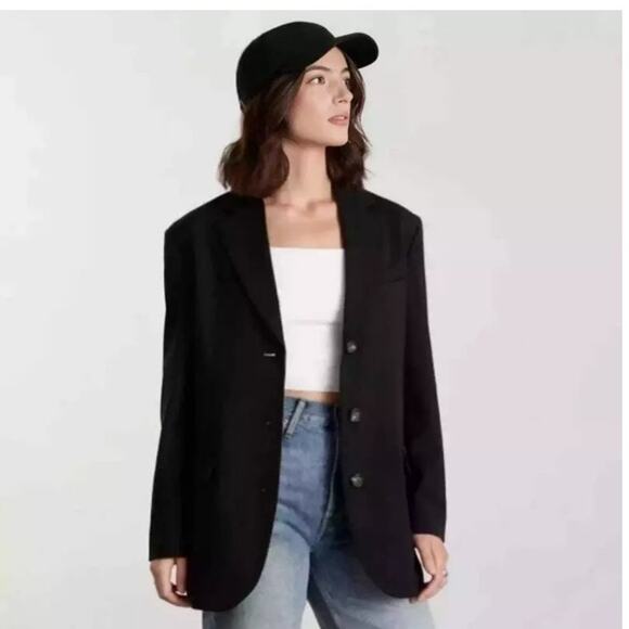 NWT Everlane The 80's Italian Wool Blazer Women's Size 6 Black Oversized Eighti - Picture 3 of 12